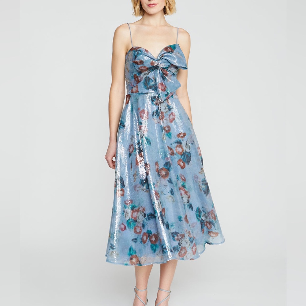 New Theia Womens Paisley Bow Drape Dress size 12